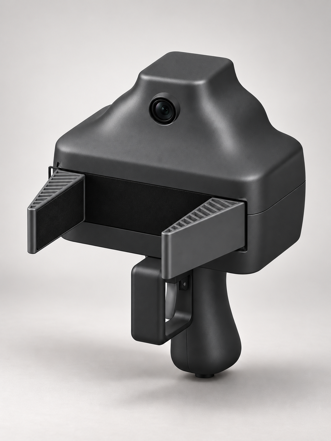 Complete studio concept of the enclosed handheld Gripper, integrated camera, handle, trigger and forward ribbed jaws